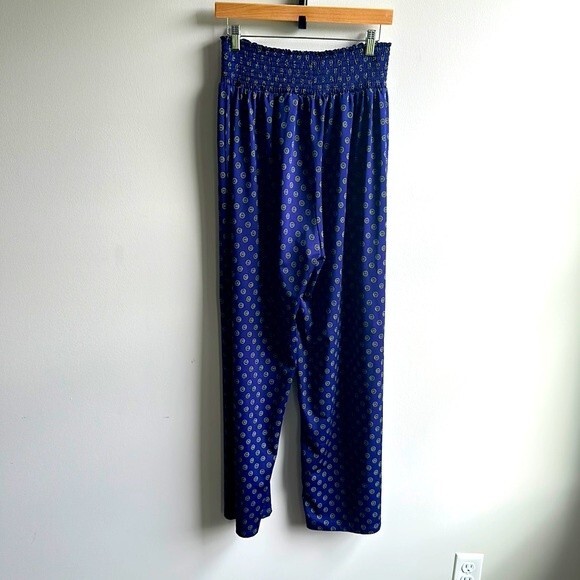 Navy Palazzo Pants with Sun-Like Pattern Size Large - Picture 1 of 4
